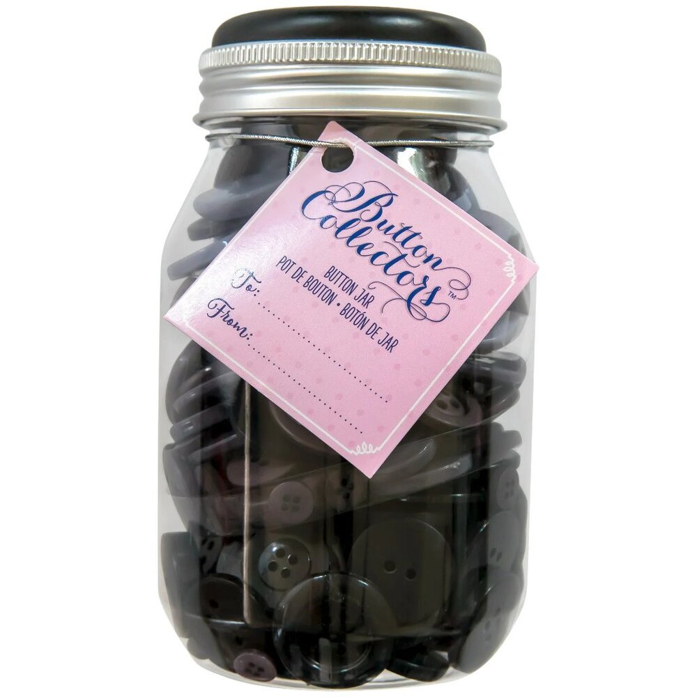 Assorted Grey Buttons Jar 8oz Button Collectors Blumenthal Lansing